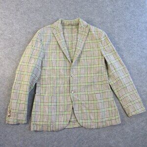 L.B.M. 1911 Limited Edition Checked Cotton/Linen Blazer Two Button with Pockets